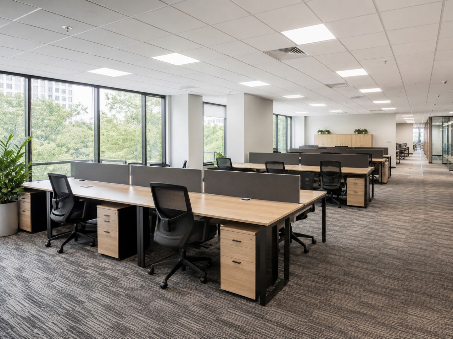 Full-Floor Open-Plan Office with City View